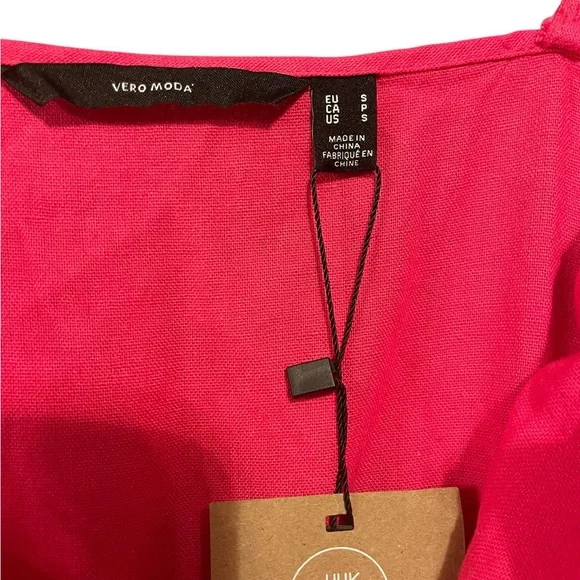 Vero Moda Bright Pink Spaghetti-Strap Swim Coverup Dress - Picture 3 of 3